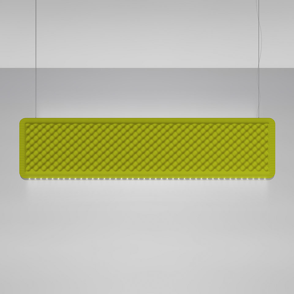 Eggboard Baffle - 1600x400 - Suspension/Ceiling - Direct Sharp - 3000K - Dimmable DALI - Green