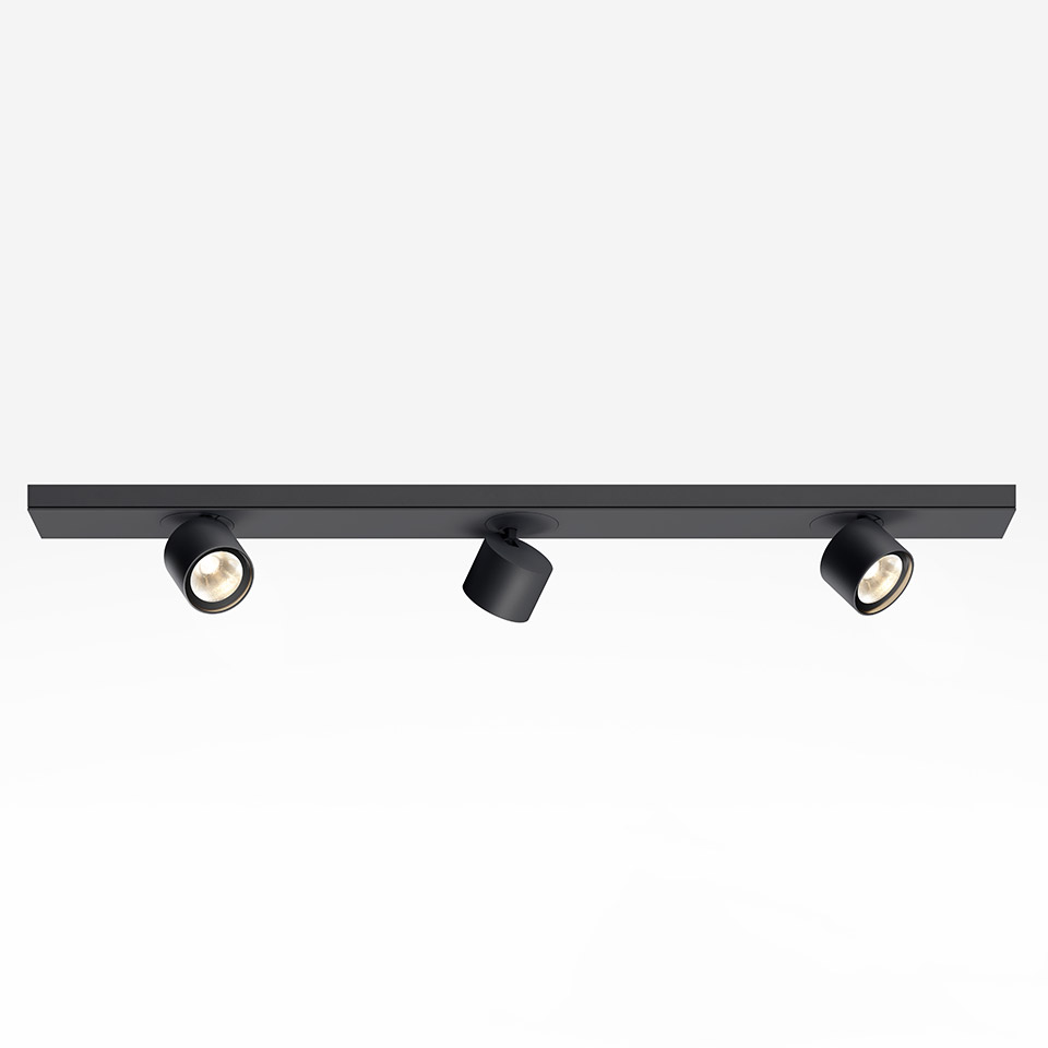 Hoy System Recessed - Modulo Spot X3 - Ø90 - Orientabile - 13° - 2700K - Nero