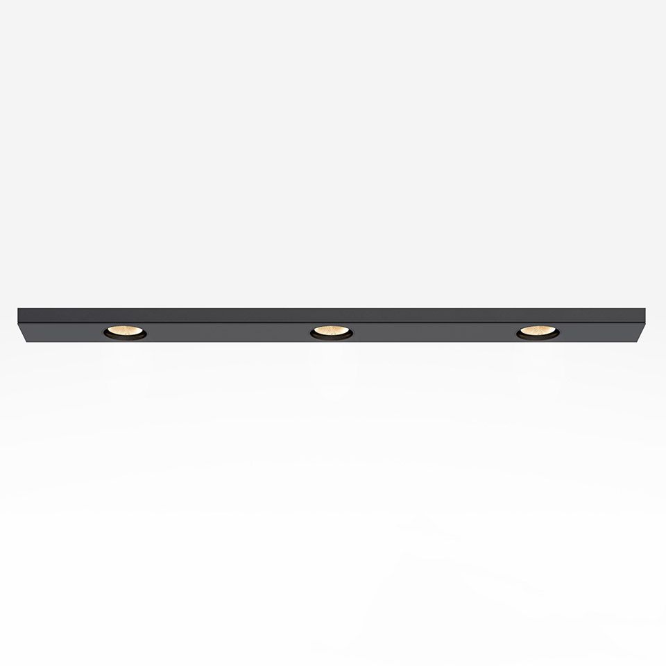 Hoy System Recessed - Modulo Spot X3 - Ø90 - Fisso - 13° - 2700K - Nero