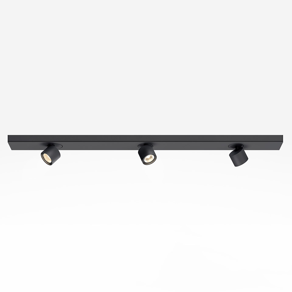 Hoy System Recessed - Modulo Spot X3 - Ø65 - Orientabile - 13° - 2700K - Nero